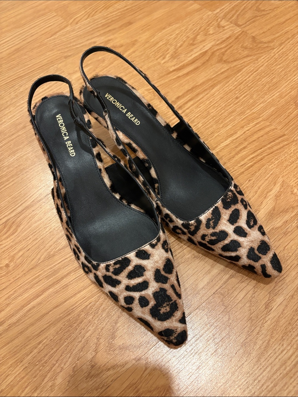 Veronica Beard Leopard-Print Slingback Pointed Flats - Tan & Black